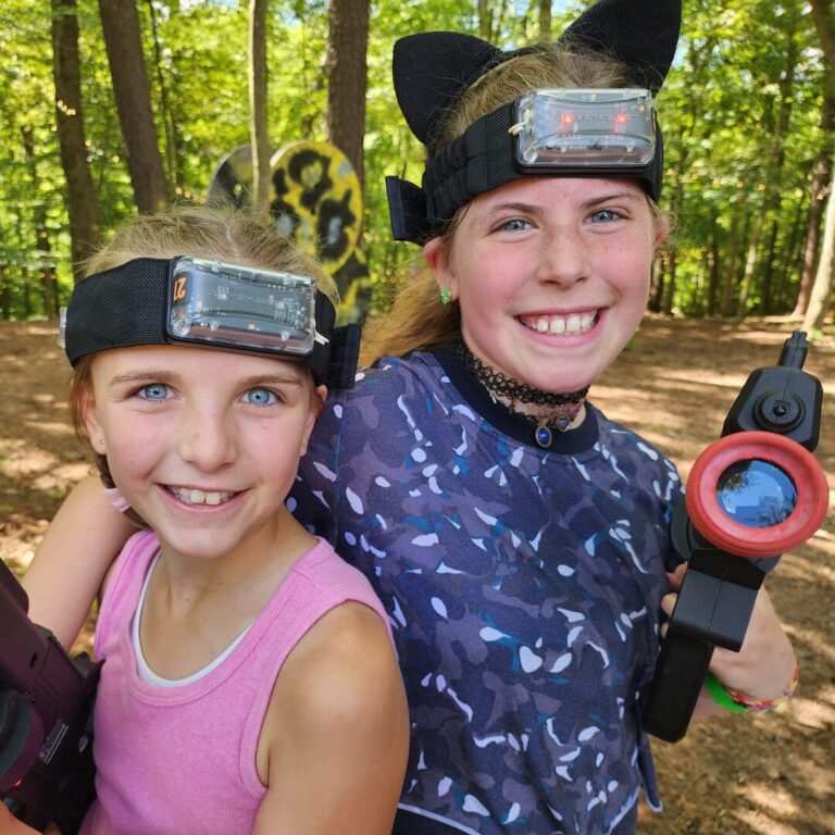 2 girls with laser taggers