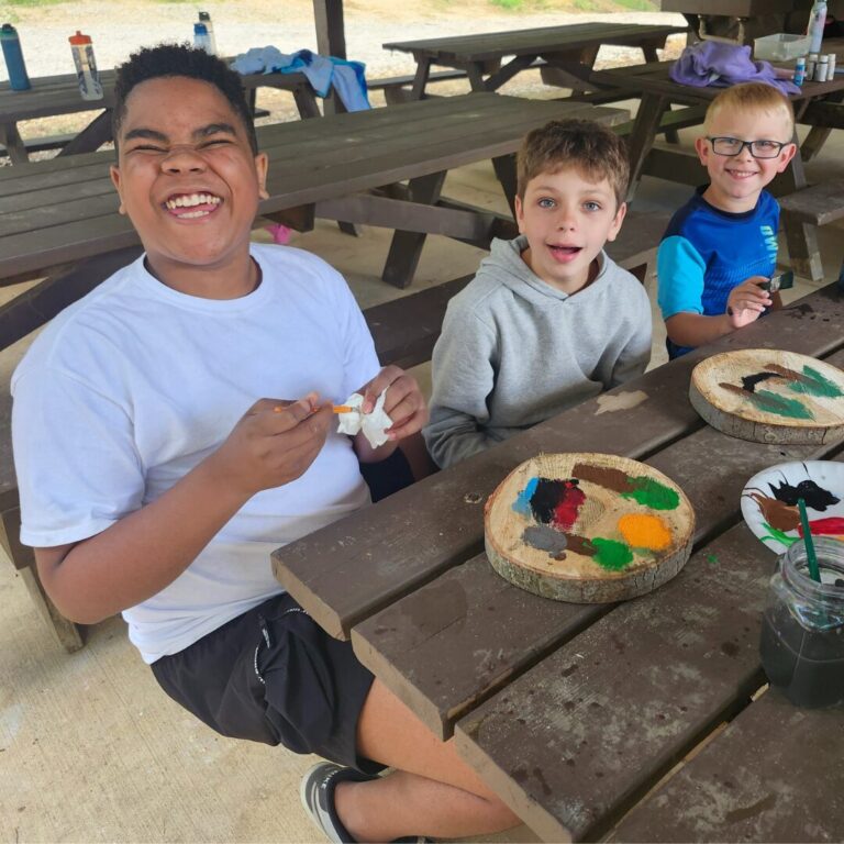 3 boys doing crafts